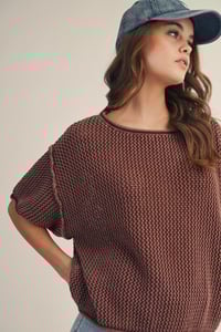 Image 2 of WASHED VINTAGE SOFT HAND KNIT MESH TOP - MAY 