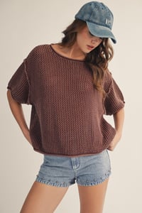 Image 3 of WASHED VINTAGE SOFT HAND KNIT MESH TOP - MAY 