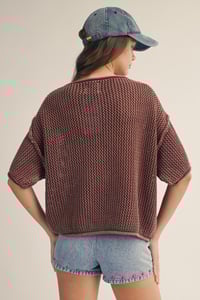 Image 5 of WASHED VINTAGE SOFT HAND KNIT MESH TOP - MAY 