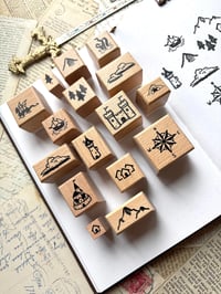 Image 3 of Fantasy Map Stamp Kit (Set of 16 Wood Stamps)