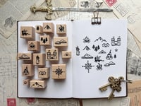 Image 1 of Fantasy Map Stamp Kit (Set of 16 Wood Stamps)