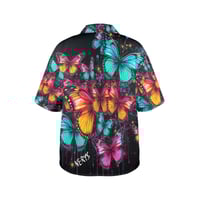Image 4 of Women's All Over Print Hawaiian Shirt BUTTERFLY GRAFFITI