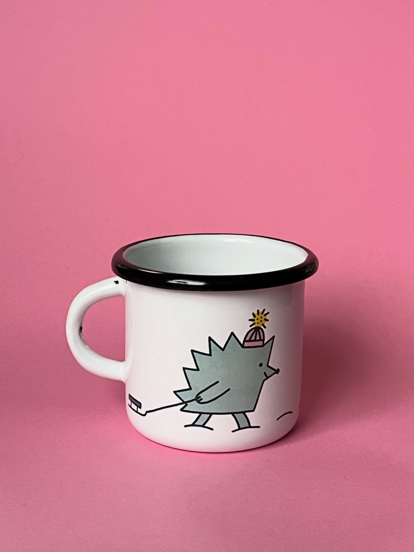 PRE-ORDER Winter Hedgehog enamel mug 400 ml
