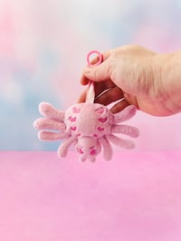 Image 1 of Creepy Cute Pastel Pink Spider Plush Bag Charm Keychain