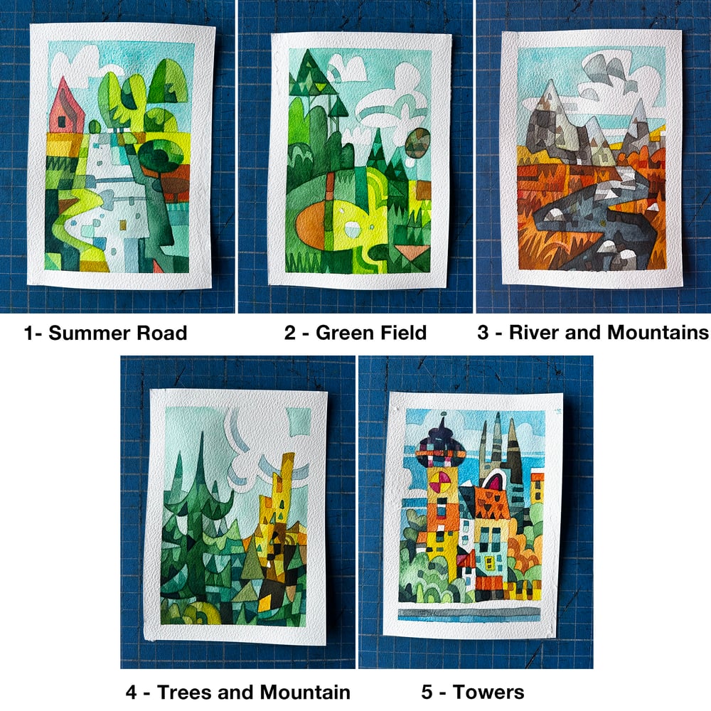 Image of A5 Postcard Watercolour Paintings