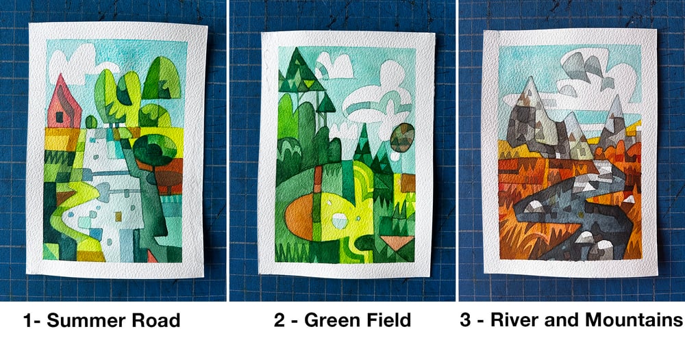 Image of A5 Postcard Watercolour Paintings