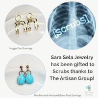 Image 1 of Howlite and Antiqued Brass Post Earrings, Gifted to Scrubs