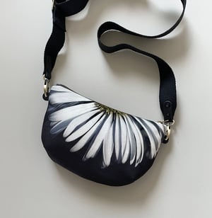 Image of White daisy flower, crossbody velvet bag
