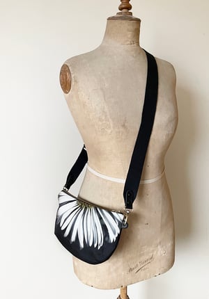 Image of White daisy flower, crossbody velvet bag