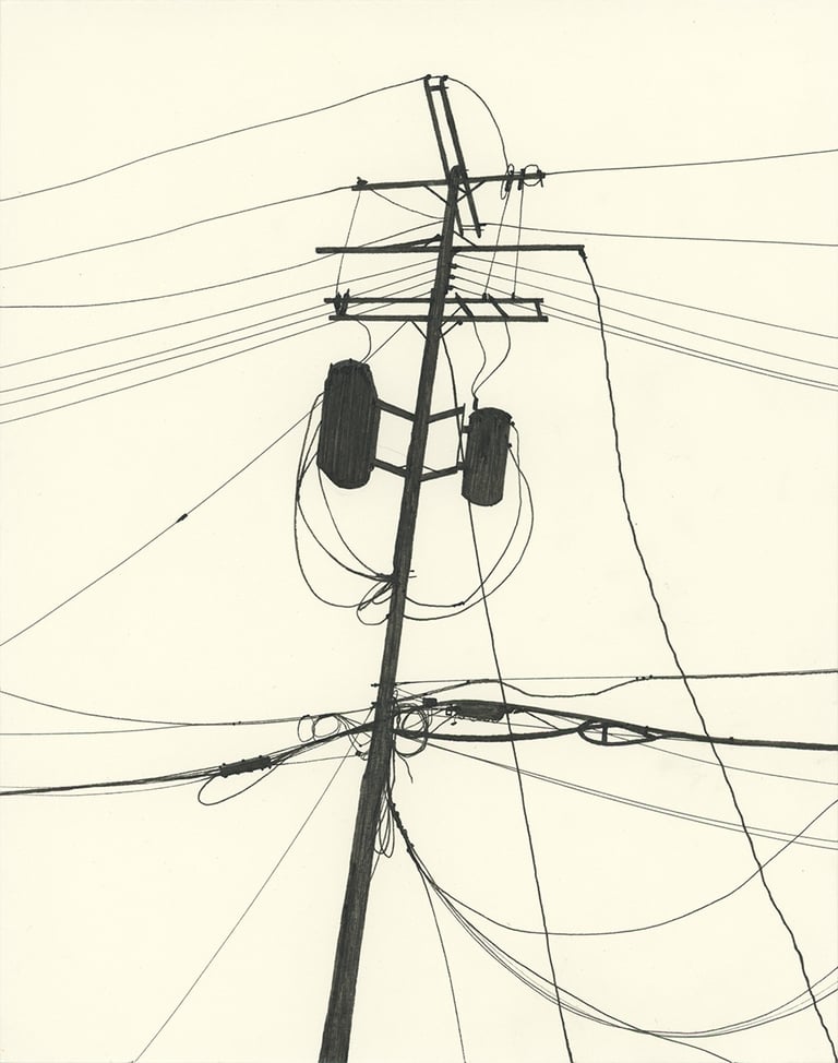 Power Lines Drawing #71 (Hamtramck) - ORIGINAL DRAWING