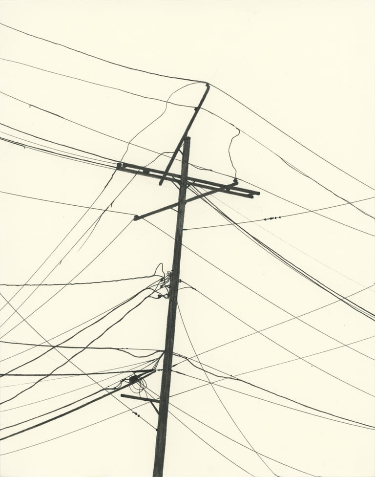 Power Lines Drawing #53 (Hamtramck) - ORIGINAL DRAWING