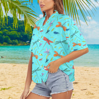 Image 1 of Women's All Over Print Hawaiian Shirt DRAGONFLIES