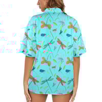Image 5 of Women's All Over Print Hawaiian Shirt DRAGONFLIES