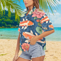 Image 1 of Women's All Over Print Hawaiian Shirt WHY SO KOI?