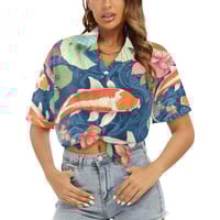 Image 3 of Women's All Over Print Hawaiian Shirt WHY SO KOI?