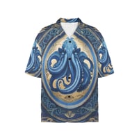 Image 2 of Women's All Over Print Hawaiian Shirt CTHULHU BLUES