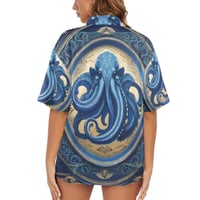 Image 5 of Women's All Over Print Hawaiian Shirt CTHULHU BLUES