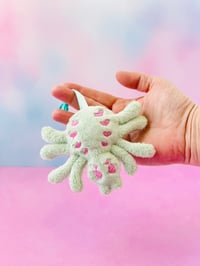 Image 1 of Creepy Cute Pastel Mint Spider Plush Bag Charm Keychain