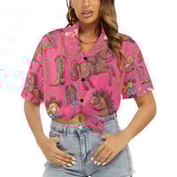 Image 3 of Women's All Over Print Hawaiian Shirt GIDDY UP GIRL