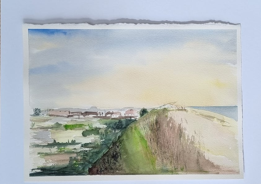 Image of Original watercolour painting Dunes at Hayle, Cornwall ,