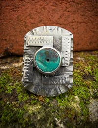 Image 1 of WL&A Heavy Old Style Sterling Silver Royston Heishi Medicine Whirling Log Signet - Size 11