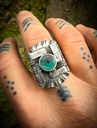 Image 4 of WL&A Heavy Old Style Sterling Silver Royston Heishi Medicine Whirling Log Signet - Size 11