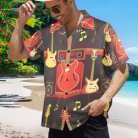 Image 1 of Men's All Over Print Hawaiian Shirt GUITAR STORE