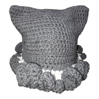 Image 1 of Winter Grey Ruffle Cat Beanie Set