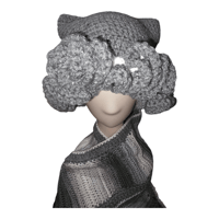 Image 2 of Winter Grey Ruffle Cat Beanie Set