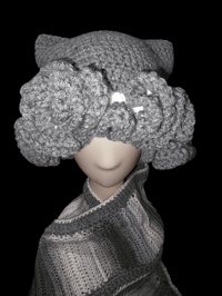 Image 3 of Winter Grey Ruffle Cat Beanie Set