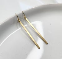 Image 1 of Chic + Modern Slim Brass Bar Earrings