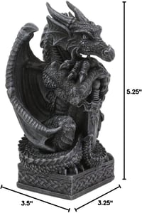 Image 4 of 👑The Armored Kingdom Draconian Sword Guardian of the Realm Dragon Statue-Gothic Decor-Textured