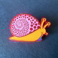 Image 1 of Snail Enamel Pin in Pink and Gold with Swirling Shell