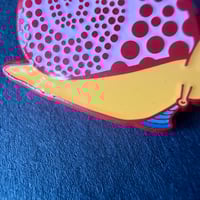 Image 3 of Snail Enamel Pin in Pink and Gold with Swirling Shell