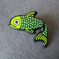 Image 1 of Green Glitter Fish Enamel Pin