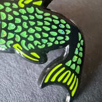 Image 2 of Green Glitter Fish Enamel Pin