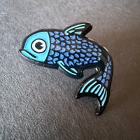 Image 1 of Blue Glitter Fish Enamel Pin