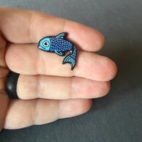 Image 3 of Blue Glitter Fish Enamel Pin