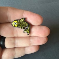 Image 2 of Yellow Glitter Fish Enamel Pin