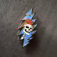 Image 1 of Grateful Dead Enamel Pin 13 Point Bolt with Bertha Inlay Hard Enamel