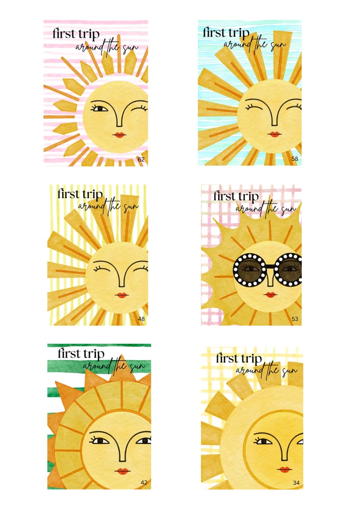 Image of Retro First Trip Around the Sun Birthday Invitation 7 Designs Your Choice