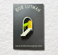 Image 4 of Green Frog Floating into Glittering Portal Enamel Pin, Traditional Tattoo