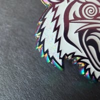 Image 2 of White Tiger in a Trance Enamel Pins with Grateful Dead Bolt, Saint of Circumstance, Rainbow Plating