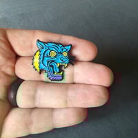 Image 3 of Blue Tiger in a Trance Enamel Pin with Grateful Dead Bolt, Saint of Circumstance
