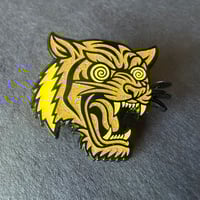 Image 1 of Gold Tiger in a Trance Enamel Pins with Grateful Dead Bolt, Saint of Circumstance