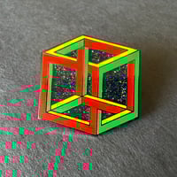 Image 1 of Escher Cube Enamel Pin