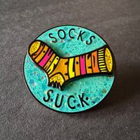Image 1 of Socks Suck Spinner Enamel Pin – Funny Glitter Spinning Design