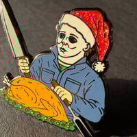 Image 2 of Michael Myers Christmas Mashup Enamel Pin