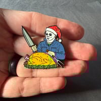 Image 3 of Michael Myers Christmas Mashup Enamel Pin