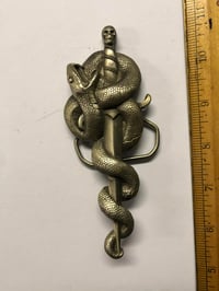 Image 1 of Snake and Dagger metal belt buckle vintage